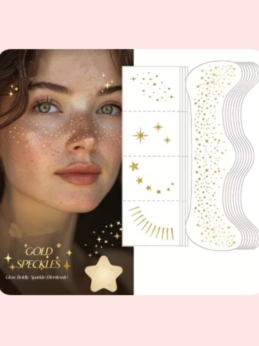 4 Sheets Temporary Face Tattoo Glitter Freckle-Golden Star Waterproof Eye Corner